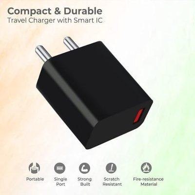 Champion 3Amp Single USB Port 15W Adapter | Wall Charger(Black) view 2
