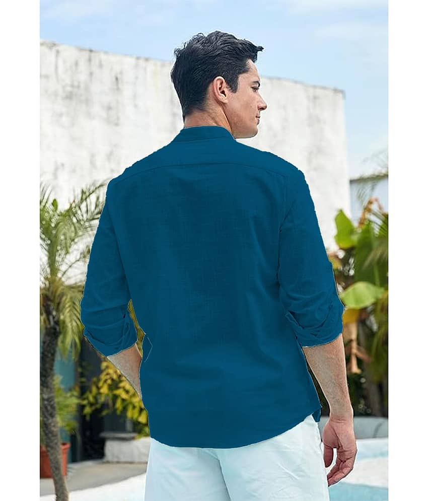 UNI VIBE Dark Green Cotton Men's Shirt Style Kurta ( Pack of 1 ) view 2