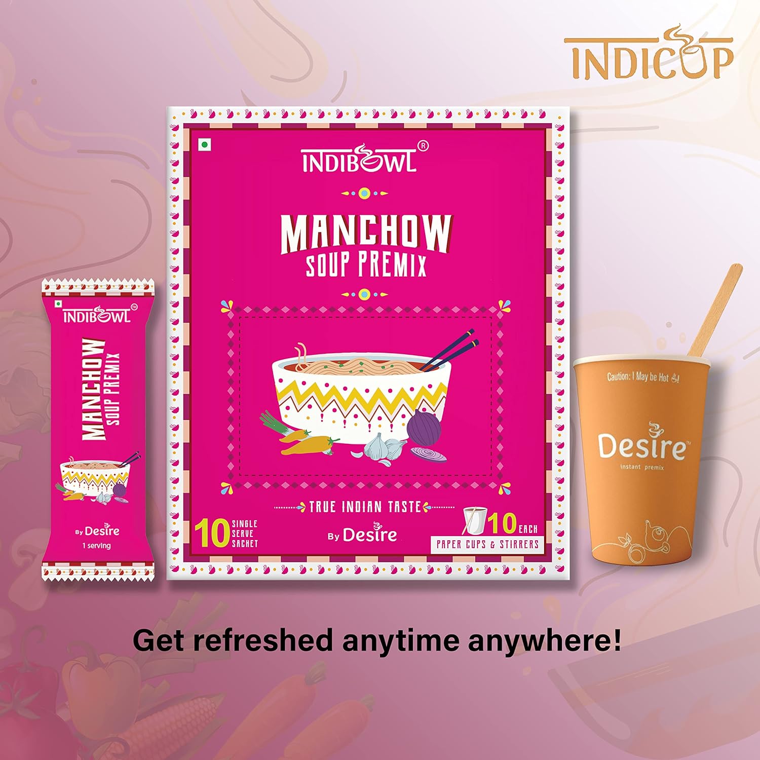 INDICUP Manchow Soup Premix, Pack of 2 - 20 Sachets view 2