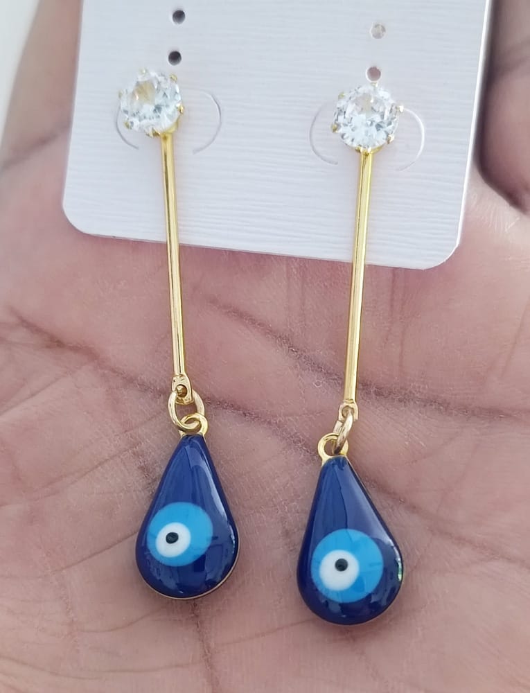 KD COLLECTIONS Combo Of Evil Eye Themed Stone Studded Drop Dangler Earrings For Girls & Women - Pack Of 2 Pairs view 2