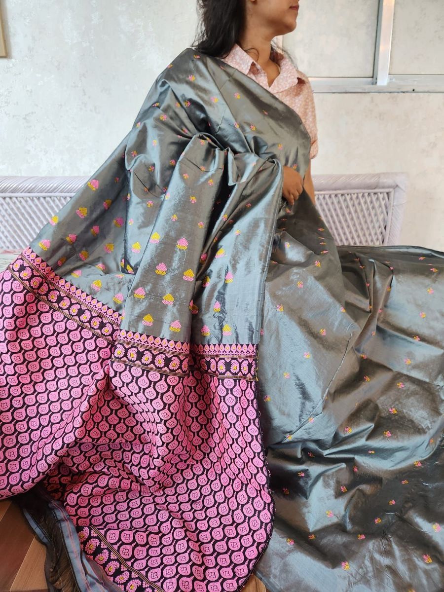 Mulberry Silk Saree/ Assam Paat Silk view 2