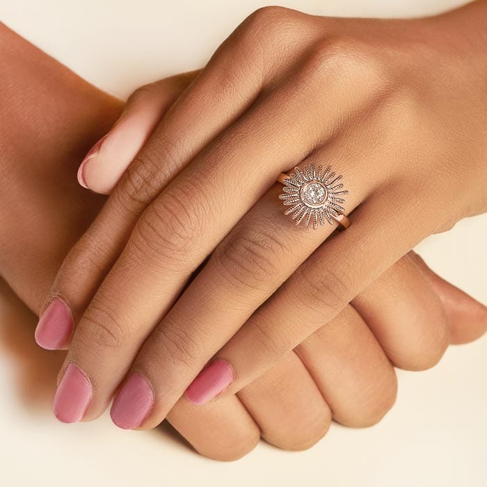 Rose Gold Colour Bloom Ring (5 in 1 Crystal) view 2