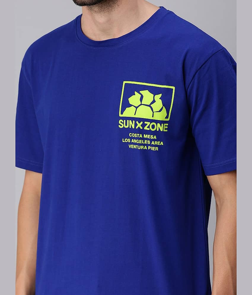 Veirdo Pack of 1 Cotton Oversized Fit Men's T-Shirt ( Blue ) view 2
