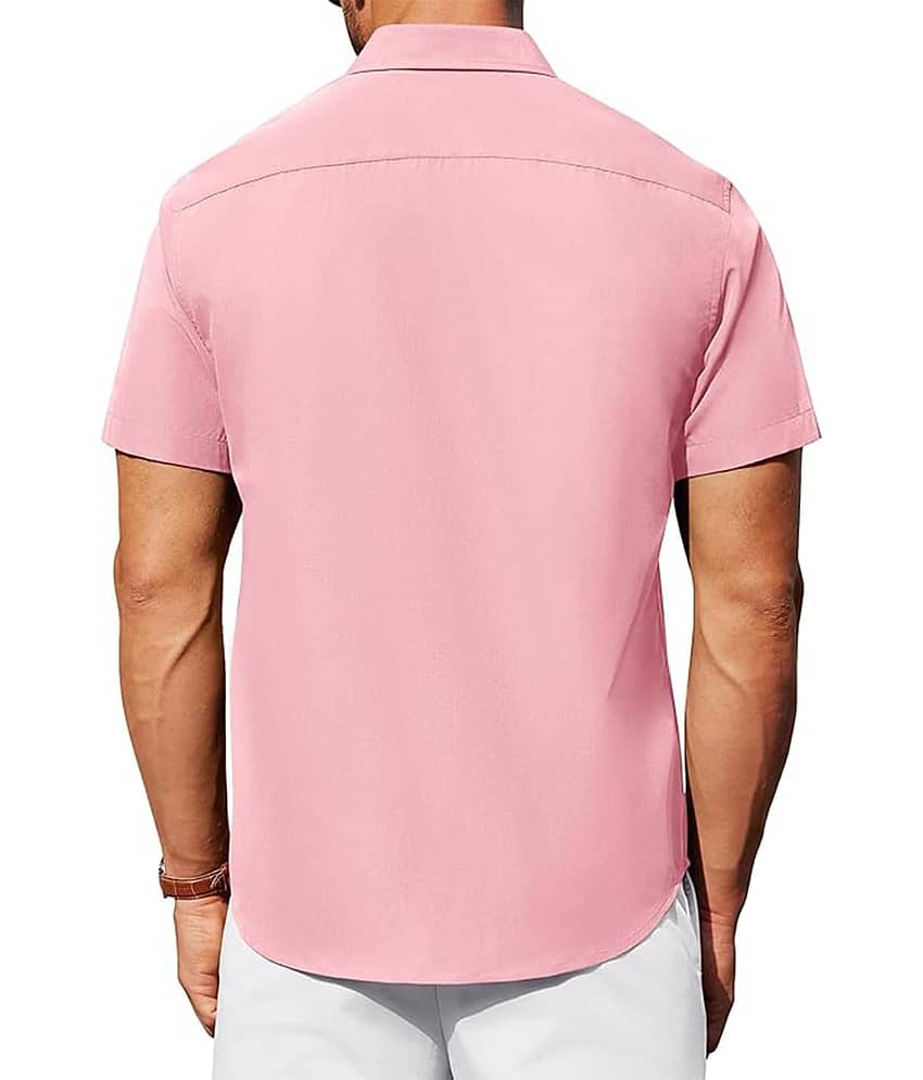 UNI VIBE Cotton Blend Slim Fit Solids Half Sleeves Men's Casual Shirt - Aqua Blue ( Pack of 1 ) view 2
