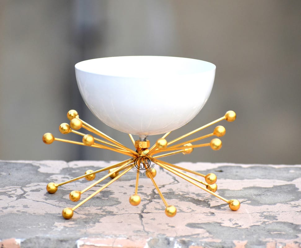 Metal Modern Multiutility Snacks Decorative Bowl Table Designer Corporate Decorative Serving Bowls Set for Home Kitchen (7 x 7 x 4 Inches, White & Gold) view 2