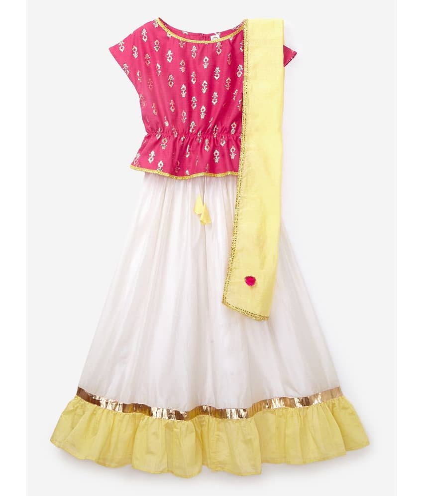K&U Polyester Lehenga Choli Sets For Girls ( , Off White ) view 2