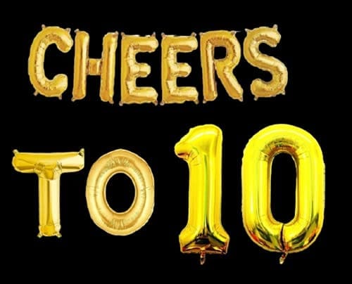 Partyzon Gold Cheers to Birthday Foil Balloon Combo Party Decoration for Anniversary Celebration 16 Inches view 2