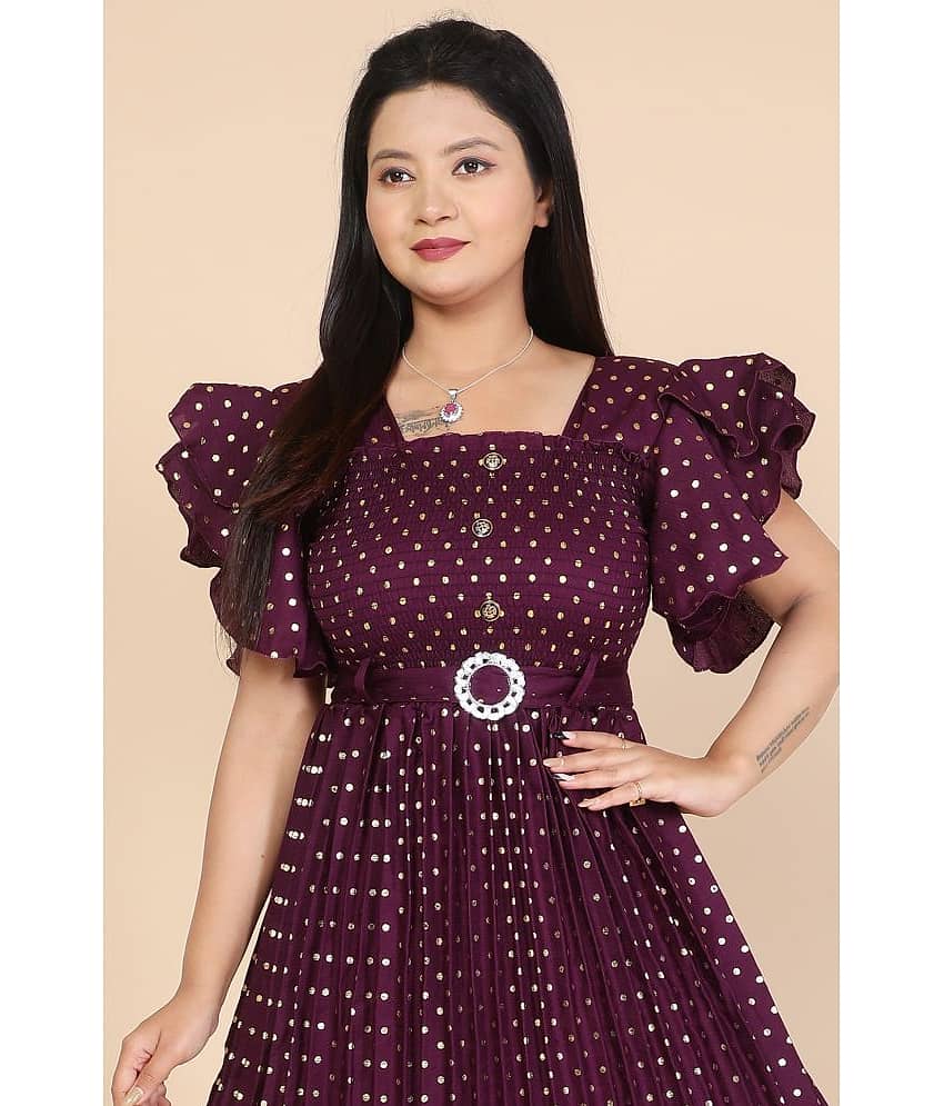 NEWSIFA Women Cotton Blend Printed Fit & Flare Dress ( Blue ) view 2