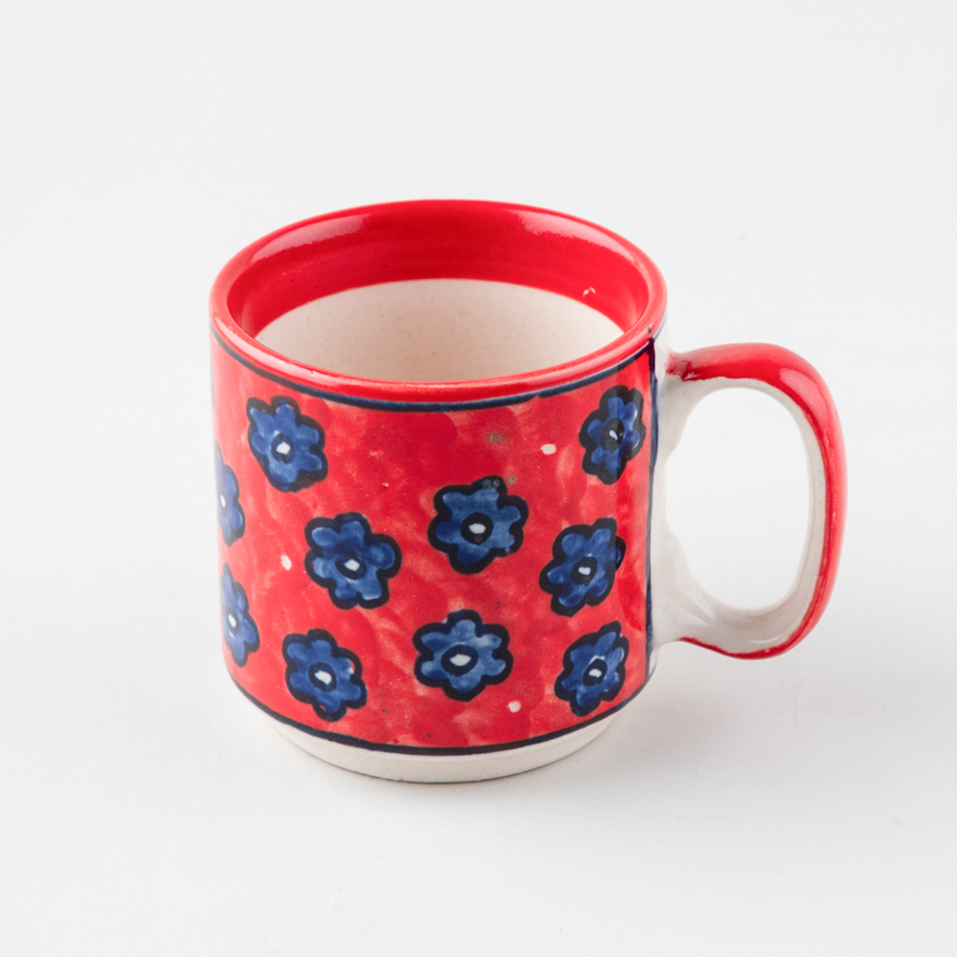 Red Floral Ceramic Coffee Mug (Small) view 2