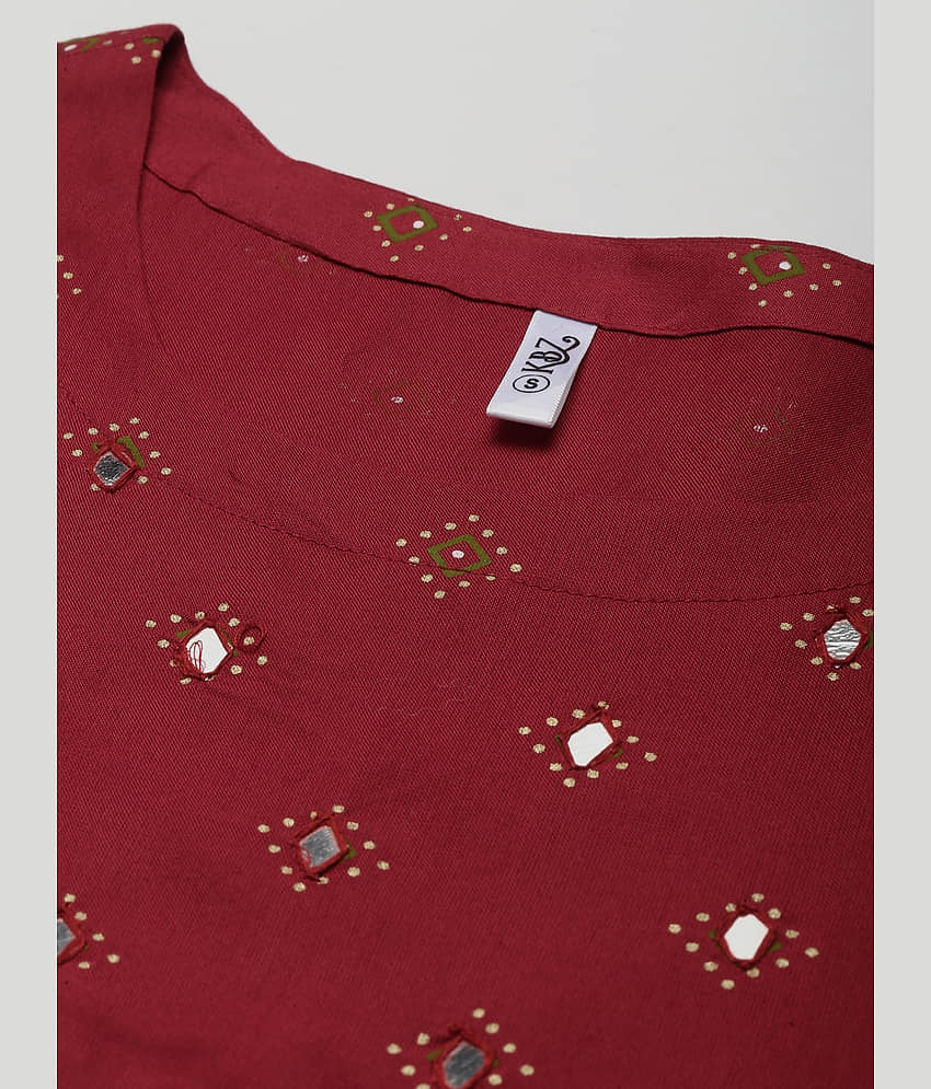 Kbz Women's Rayon Empire Top ( Maroon ) view 2