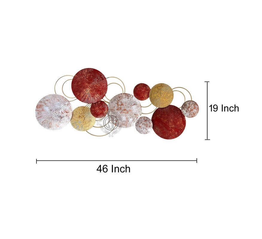 Metal Wall Art Wall Hanging Sculpture Perfect For Home, Hotel,Restaurant, Living room Decoration. (20-CIRCLE-RED) view 2