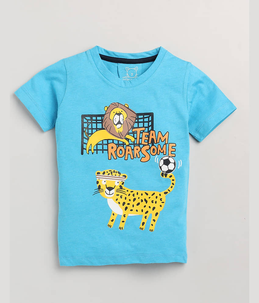 Lazy Shark Pack of 1 Boys Cotton Blend T-Shirt & Shorts Set ( Turquoise ) view 2