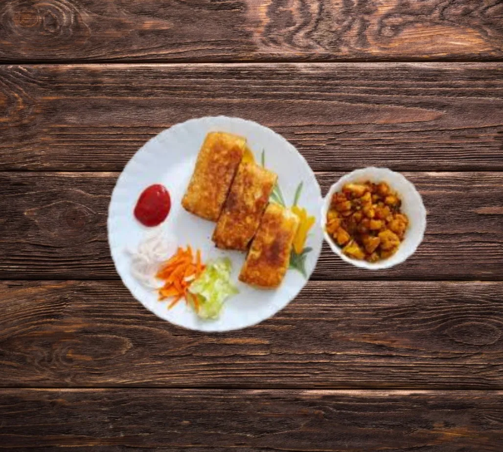 Egg Mughlai Parota with Aloo Dom