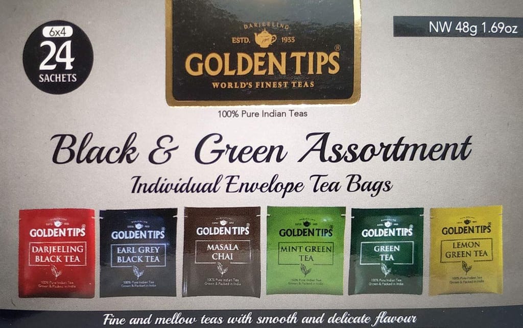 Golden Tips Black and Green Assortment Individual Envelope Tea Bags (48 Gram, 24 Bag-Pack of 2) view 2