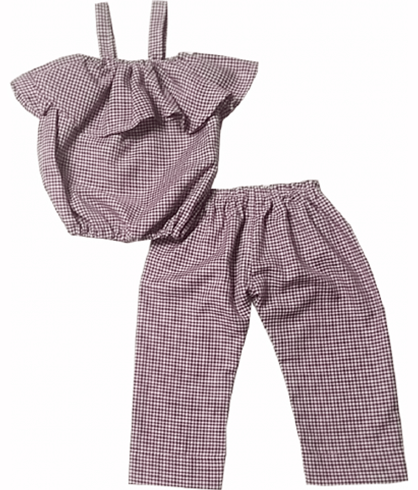 harshvardhanmart Baby Girls Cotton Blend Tops & Bottoms Sets ( Red ) view 2