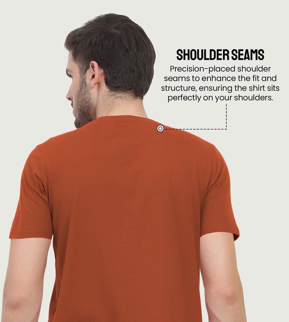 Freecultr Truly Classic Organic Men's Cotton T-Shirt | Solid Round Neck Half Sleeve | Plain Stylish t Shirts | Regular Fit | Casual T Shirt for Man Pack of 1-Rust Orange view 2