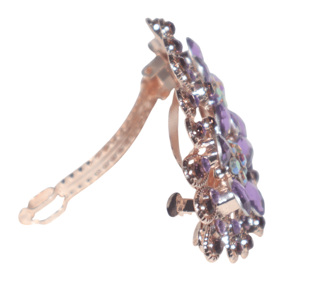 Purple Crystal Floral Hair Clip - Elegant Women's Hair Accessory view 2