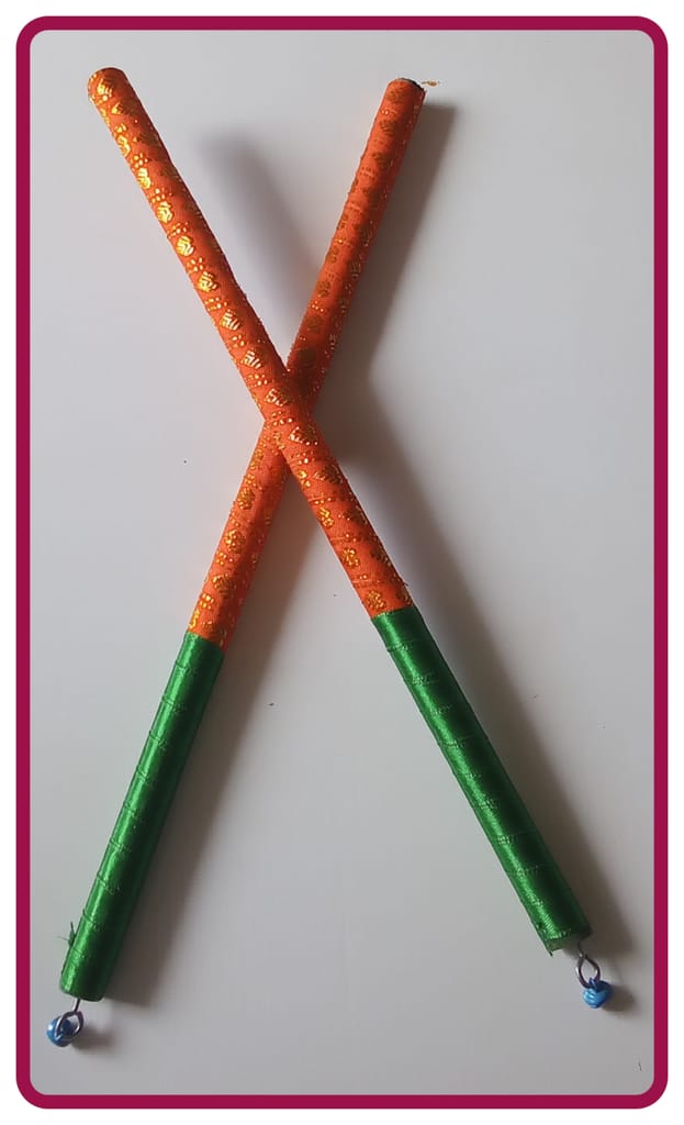 Traditional Wooden Dandiya Sticks for Navratri & Garba Festival ( 2 Pair Set with 2 Designs ) view 2