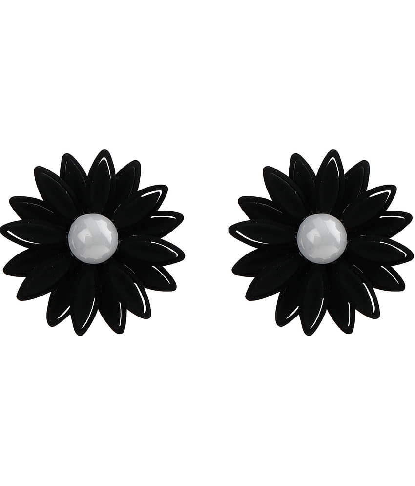 Silver Shine - Black Stud Earrings ( Pack of 1 ) view 2