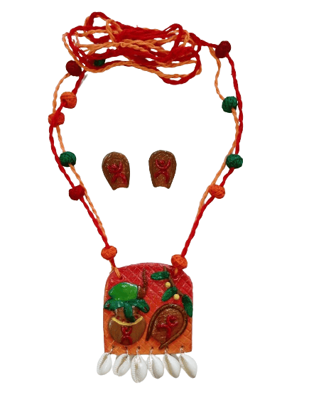 Green & orange combined necklace set