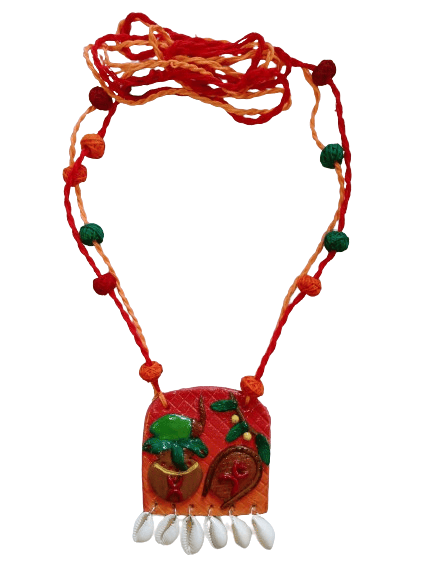 Green & orange combined necklace set view 2