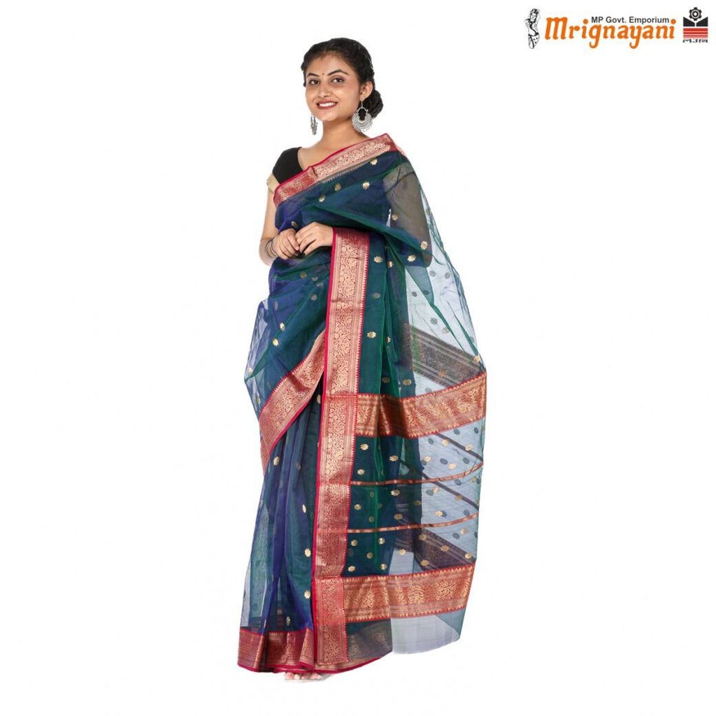 HANDLOOM CHANDERI SILK SAREE WITH BLOUSE (SKU - 1SC201170422, SAREE - 1008) view 2