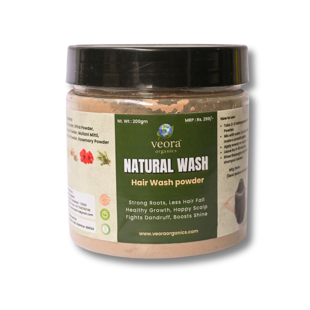 Veora Organics Herbal Hair Wash Powder | Natural Shampoo Powder with Amla, Reetha, Shikakai, Multani Mitti, Hibiscus & Rosemary | Chemical Free Hair Cleanser for Hair Growth, Dandruff Control & Scalp Care | 200g view 2