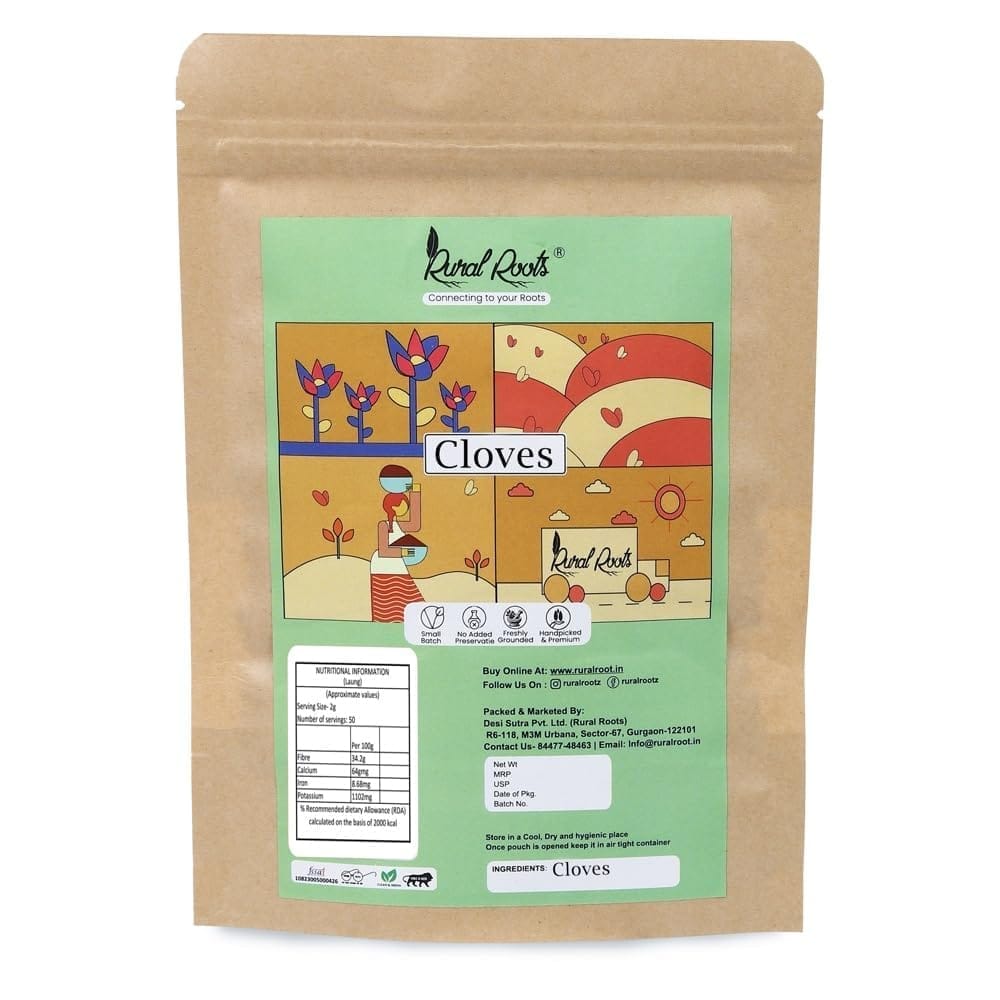 Rural Roots Cloves (Laung) - 50g | Whole Spices | Aromatic & Flavorful | Natural & Fresh | Perfect for Cooking & Remedies view 2