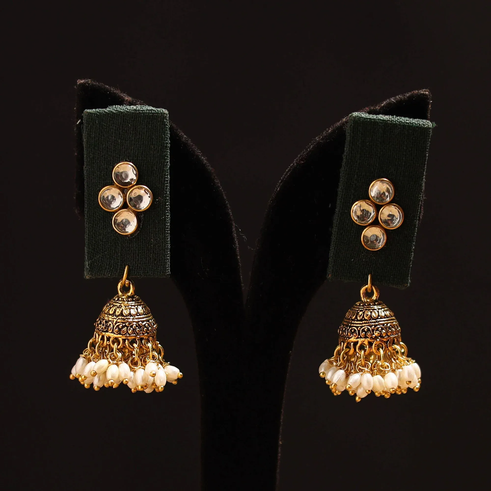 Yellow - Raahi Stone Work Fabart GS Jhumka Earrings