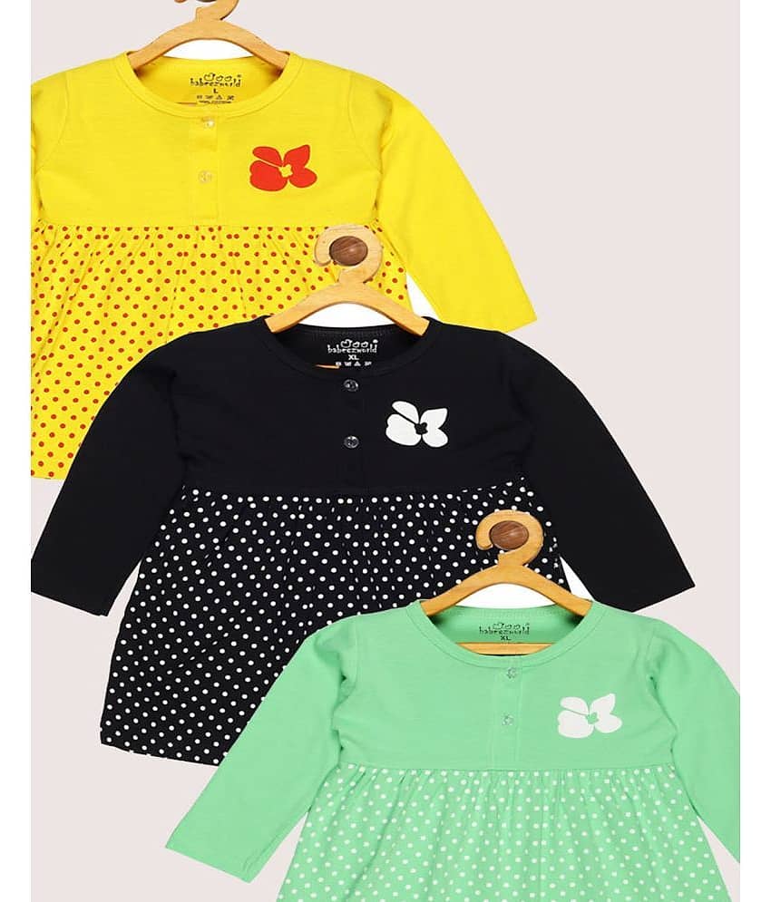 Babeezworld Pack of 3 Baby Girls Cotton Frock ( Multi ) view 2
