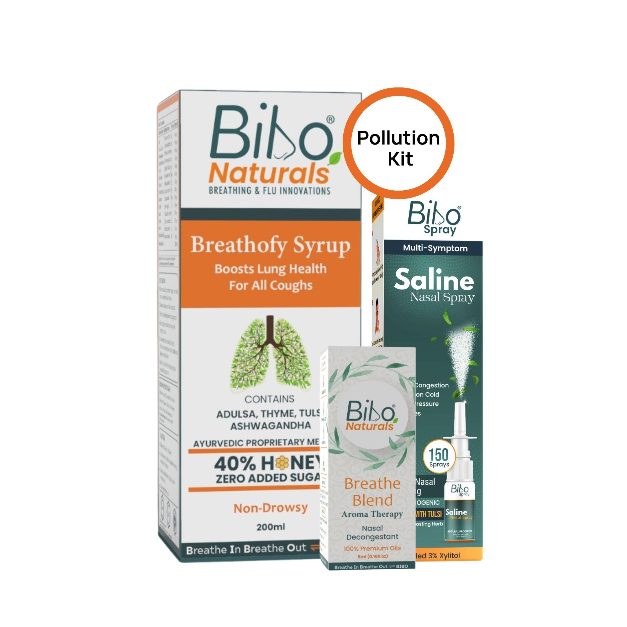 Bibo Naturals Pollution Fighter Kit (Breathofy, Saline Spray, Breathe Blend)