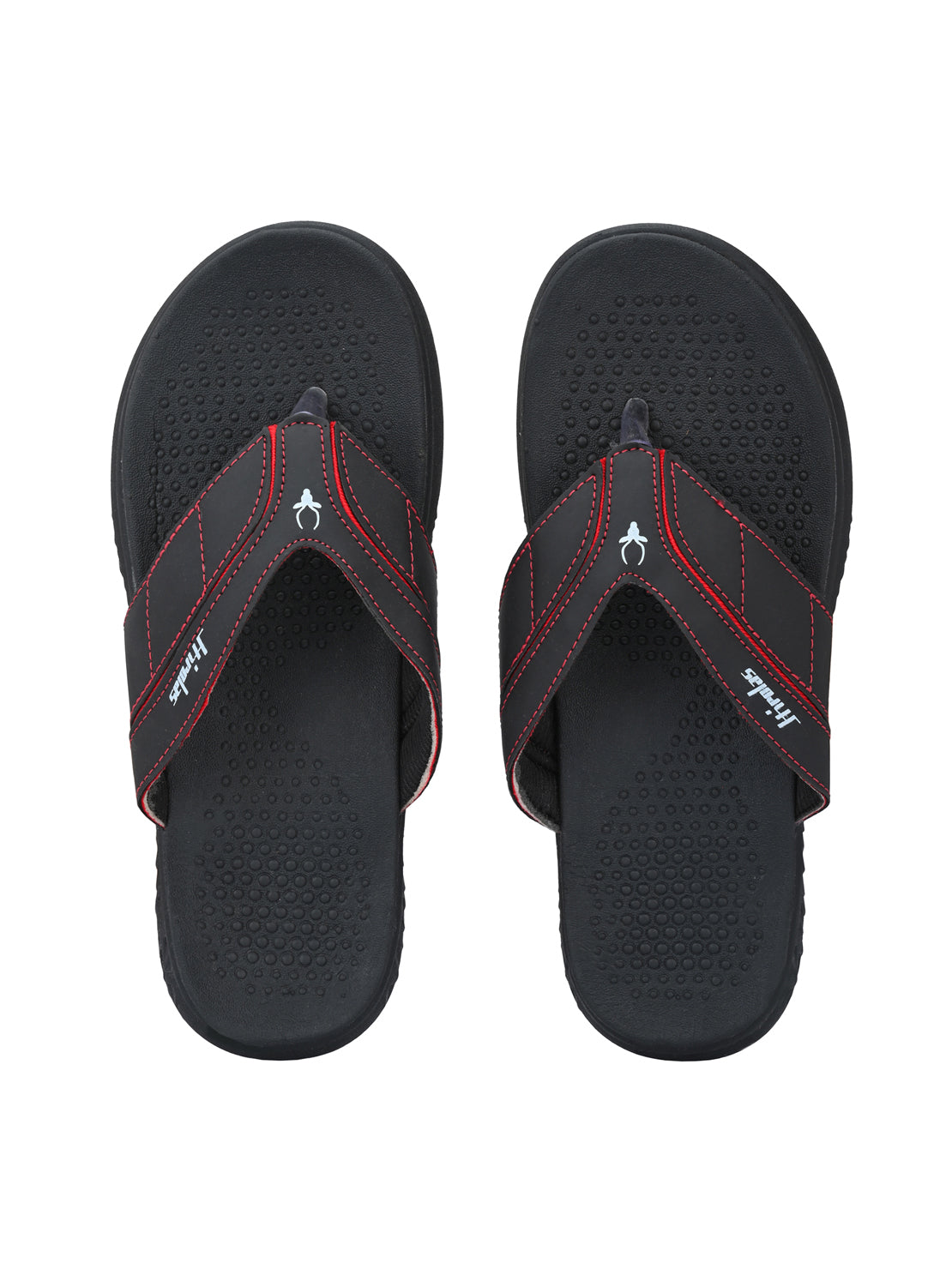 Hirolas® Men's Black/Red CLOUDWALK | Comfortable | Ultra-Soft | Light-Weight | Shock Absorbent | Bounce Back Technology | Water-Resistant Slippers (HROFF31BLR) view 2