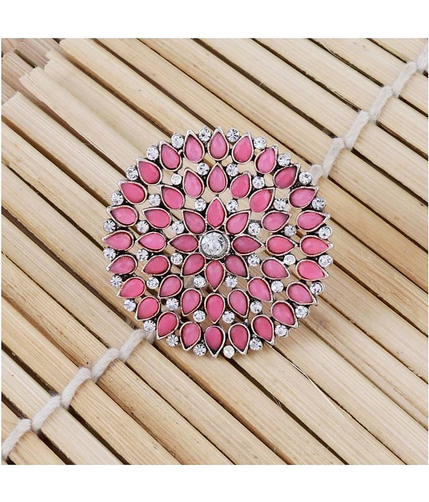 Fancy Look Silver Tone Adjustable Finger Ring For Women And Girl view 2
