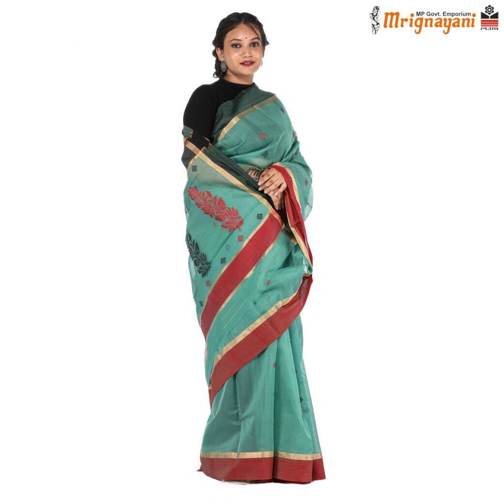 HANDLOOM CHANDERI SILK SAREE WITH BLOUSE (SKU - 1SC103310522 SAREE-1043) view 2