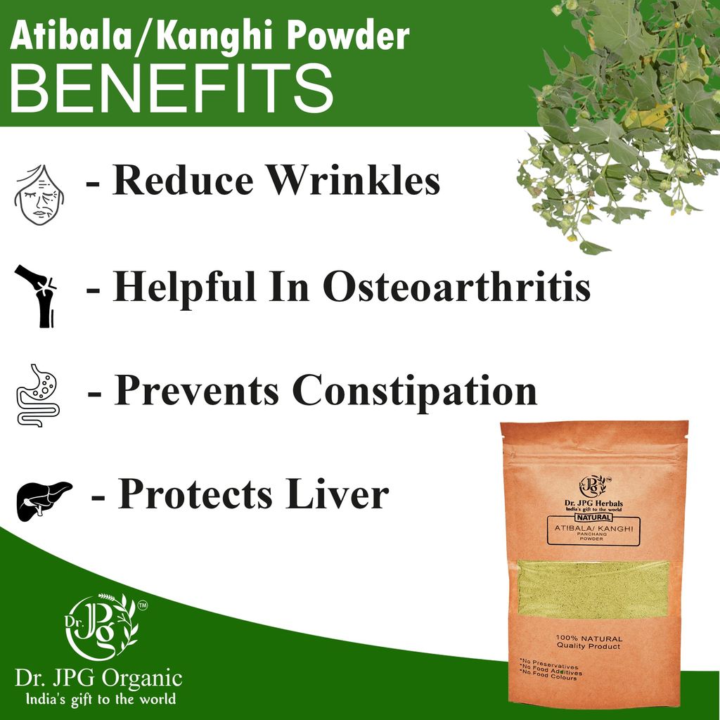 Dr. JPG Organic Herbals Pure Natural Atibala leaf Powder 200g / Kanghi Leaf Powder/Indian Mallow/Abutilon indicum/ISO & GMP Certified. view 2