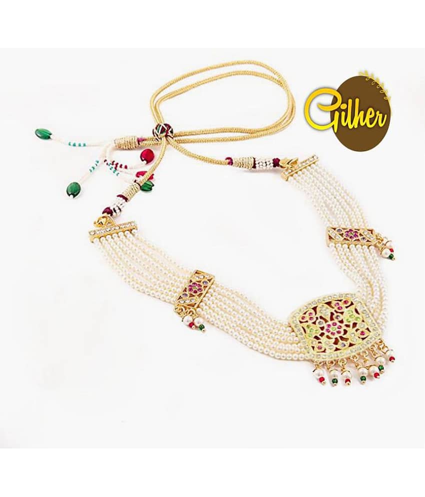 gilher Alloy Golden Traditional Necklaces Set Choker view 2