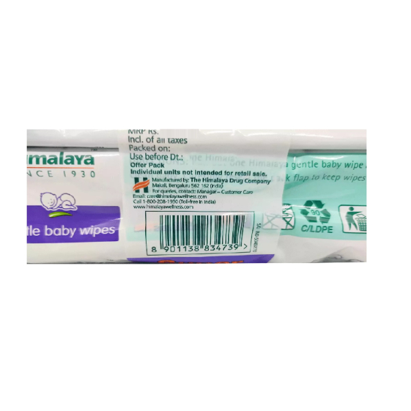 Himalaya Gentle Baby Wipes 72 Pcs view 2