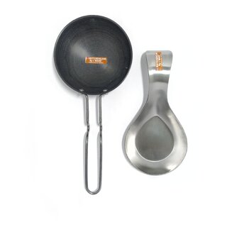 i WARE KkitchenCare Hard Anodized Tadka Pan/Spice Heating Pan (Black) Stainless Steel Spoon Rest Holder (Silver) view 2