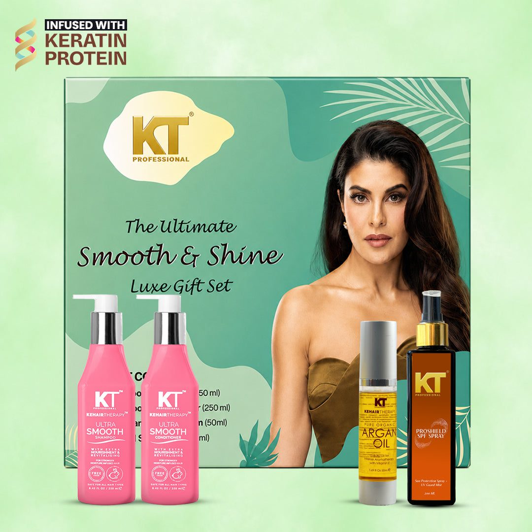 KT Professional Complete Hair Care Gift Kit, Shampoo, Conditioner, Serum & SPF Spray - 750ml
