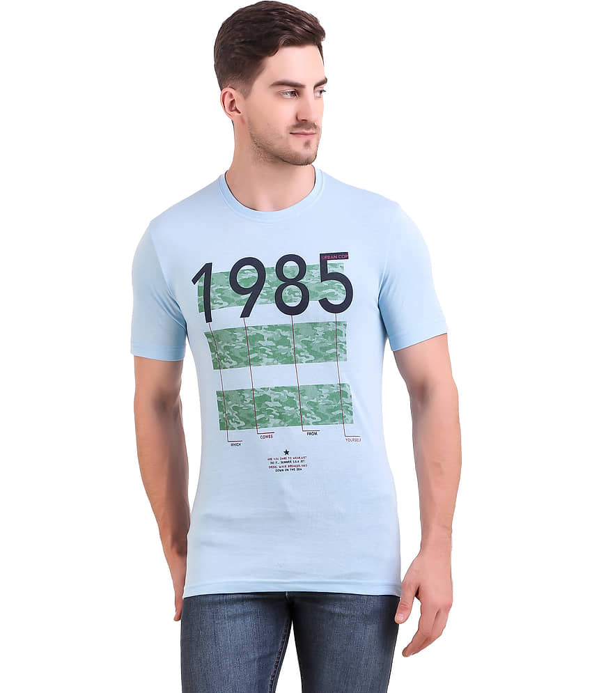 Bravezi Pack of 1 Cotton Blend Slim Fit Men's T-Shirt ( Blue ) view 2