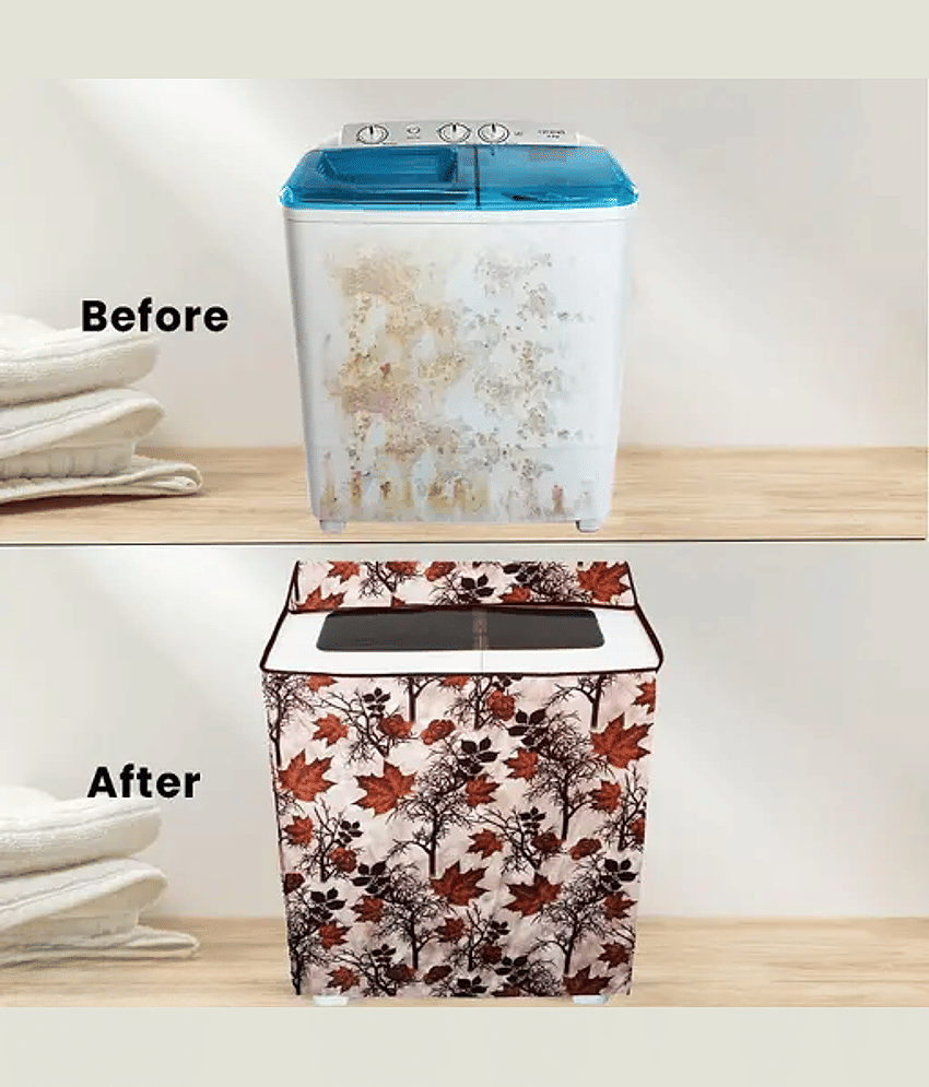 ENTICE Semi-Automatic Washing Machine Cover Compatiable For 8 kg - Brown view 2