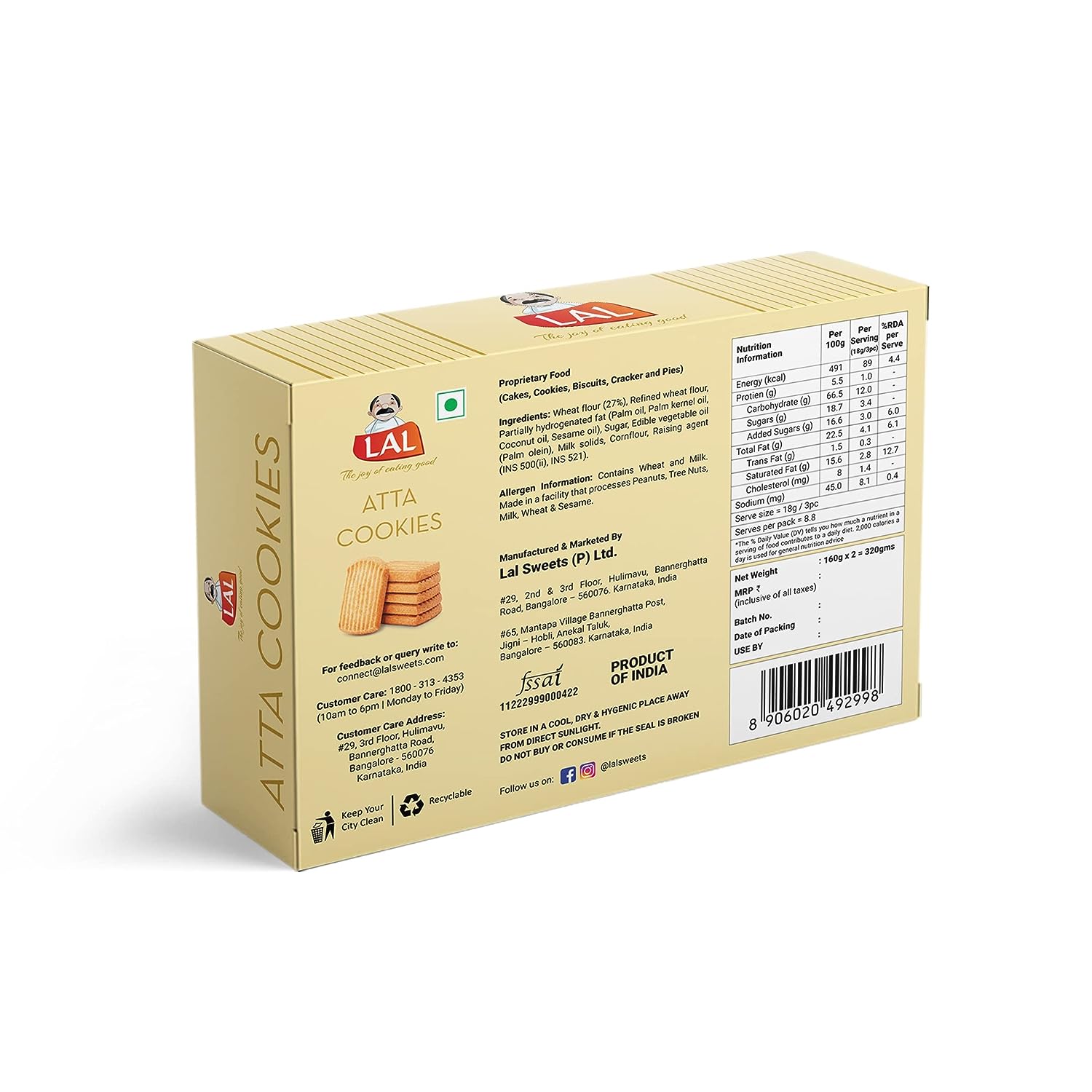 Lal Sweets Atta Cookies, 400 gm view 2