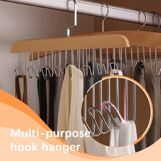 1 pcs Wooden Hangers for Wooden Belt Hanger for Tie 8 Hooks Adjustable Closet Hangers Lingerie Belt Scarf Tie Storage view 2