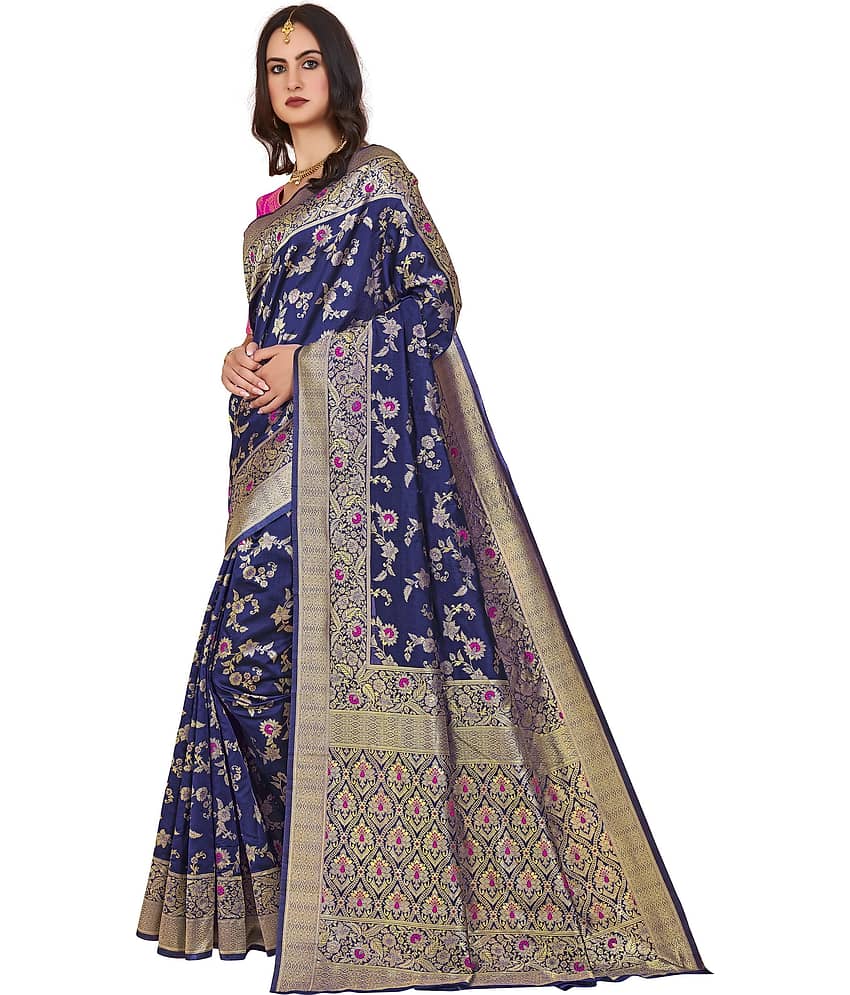 Sariya Jacquard Woven Saree With Unstitched Blouse Piece ( Peach ) view 2