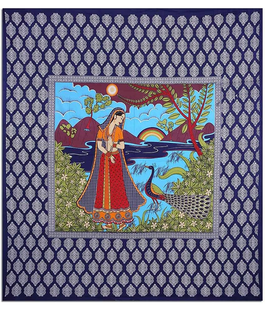 Bombay Spreads Cotton King Bedsheet ( Blue ) view 2