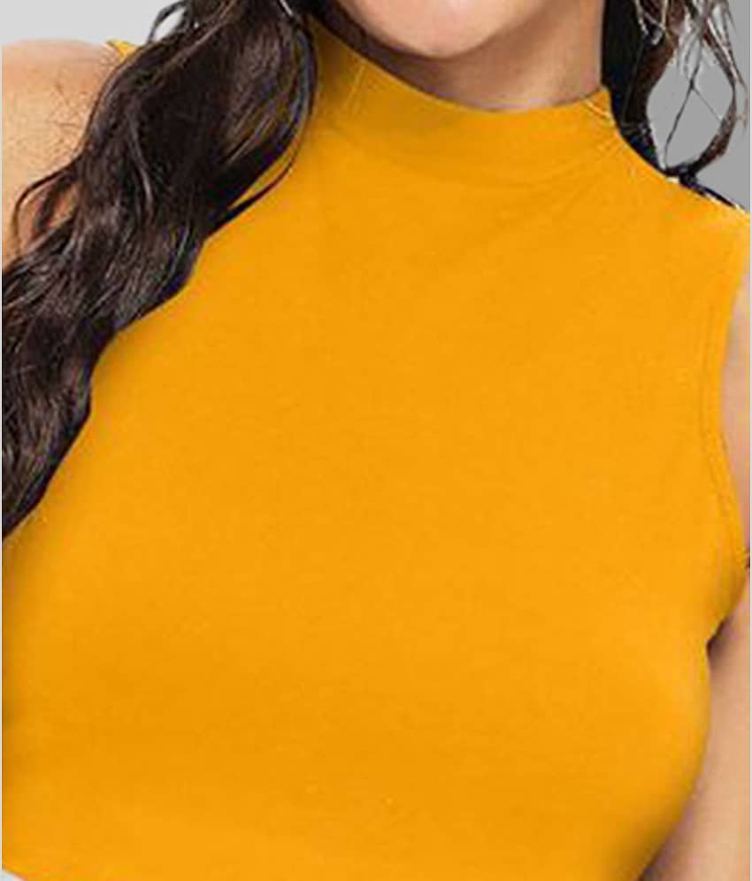 Dream Beauty Fashion - Yellow Cotton Women's Crop Top ( Pack of 1 ) view 2