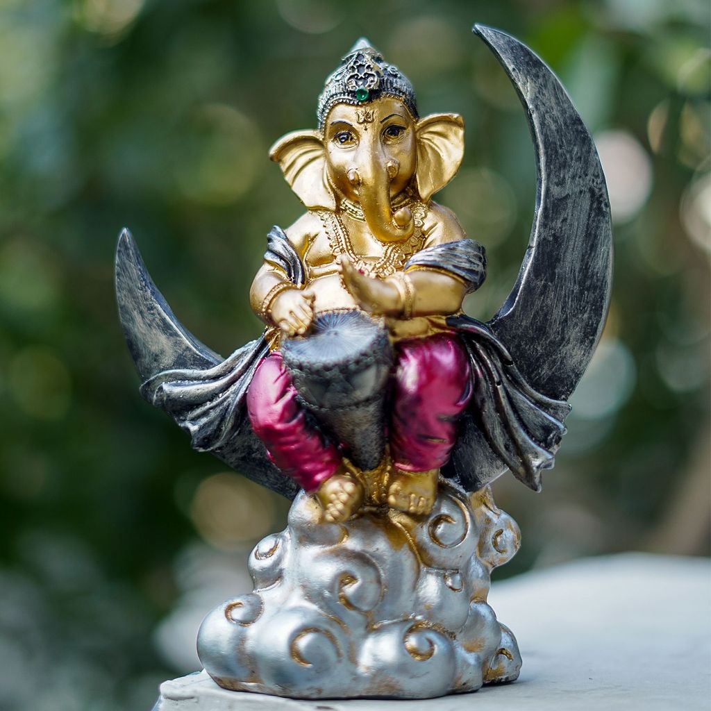 Craftlayout Resin Ganesha Idol Sitting On Chand 7.87 Inch view 2