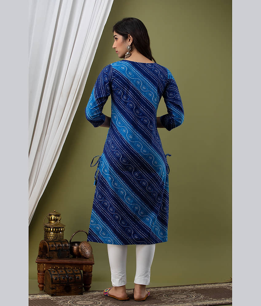 Lee Moda - Blue Cotton Blend Women's Straight Kurti ( Pack of 1 ) view 2