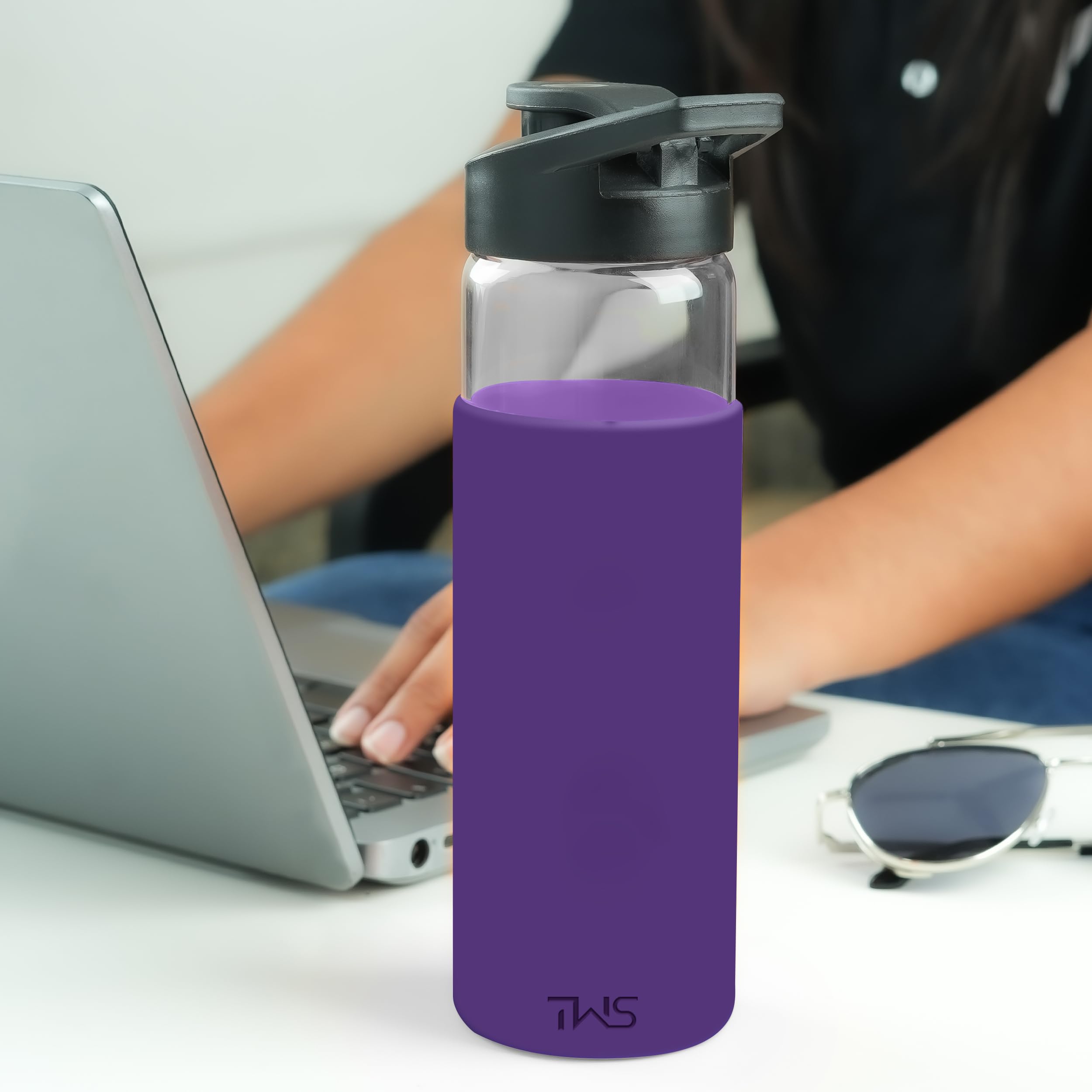 The Wallet Store Pure Wrap Borosilicate Sipper Bottle (Purple, 550 ml) view 2