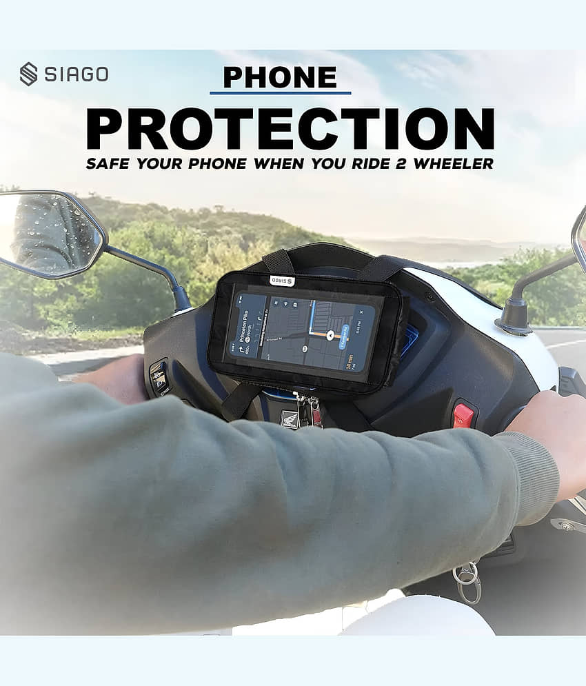 SIAGO SIA11 Premium Mobile Holder for Scooty - Universal Fit | Activa Mobile Holder for Scooter | Water-Resistant Pouch Green view 2
